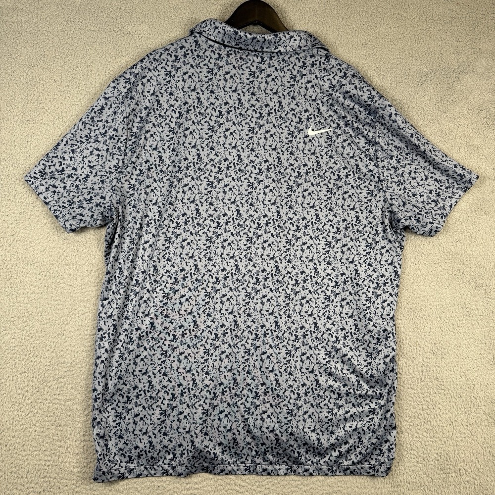 Nike Golf Tour Shirt Men XL Blue Camo Dri-FIT Performance Polo Vented DR5306-493 - Picture 9 of 10